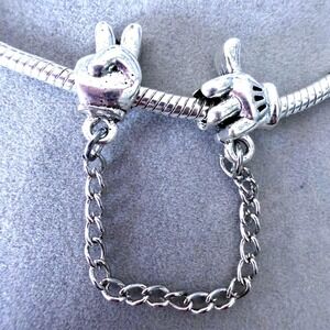 Mickey Mouse Glove Peace Thumbs Up Safety Chain fits PANDORA